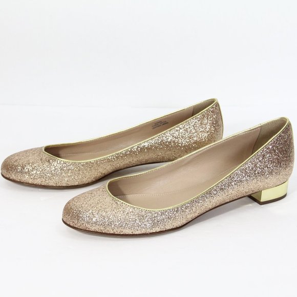 J Crew Janey Glitter Ballet Flats sz 9 NEW Gold - Picture 4 of 8